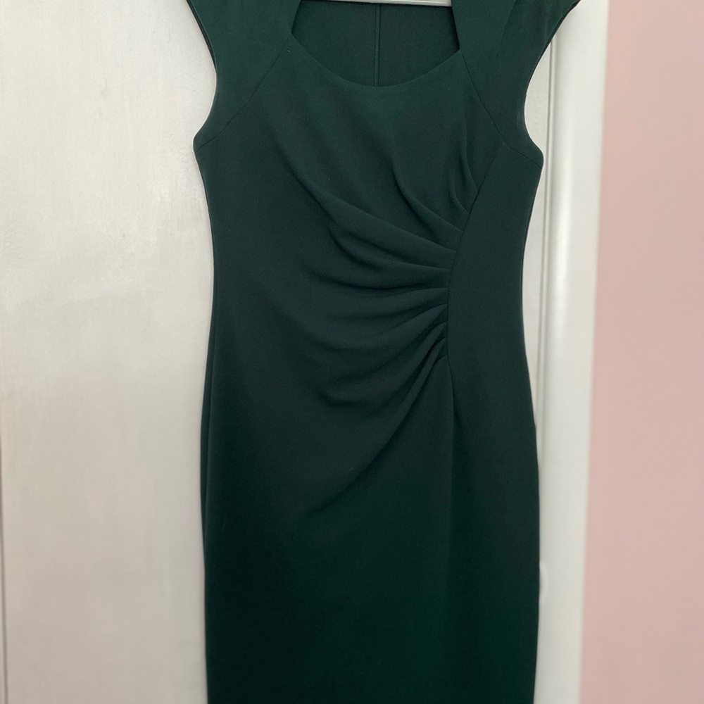 Calvin Klein Green Ruched Sheath Midi Dress